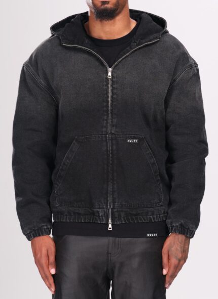 Heavyweight Denim Zip Hoodie Black
