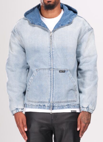 Heavyweight Denim Zip Hoodie Blue