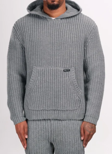 Heavyweight Knitted Hoodie Grey