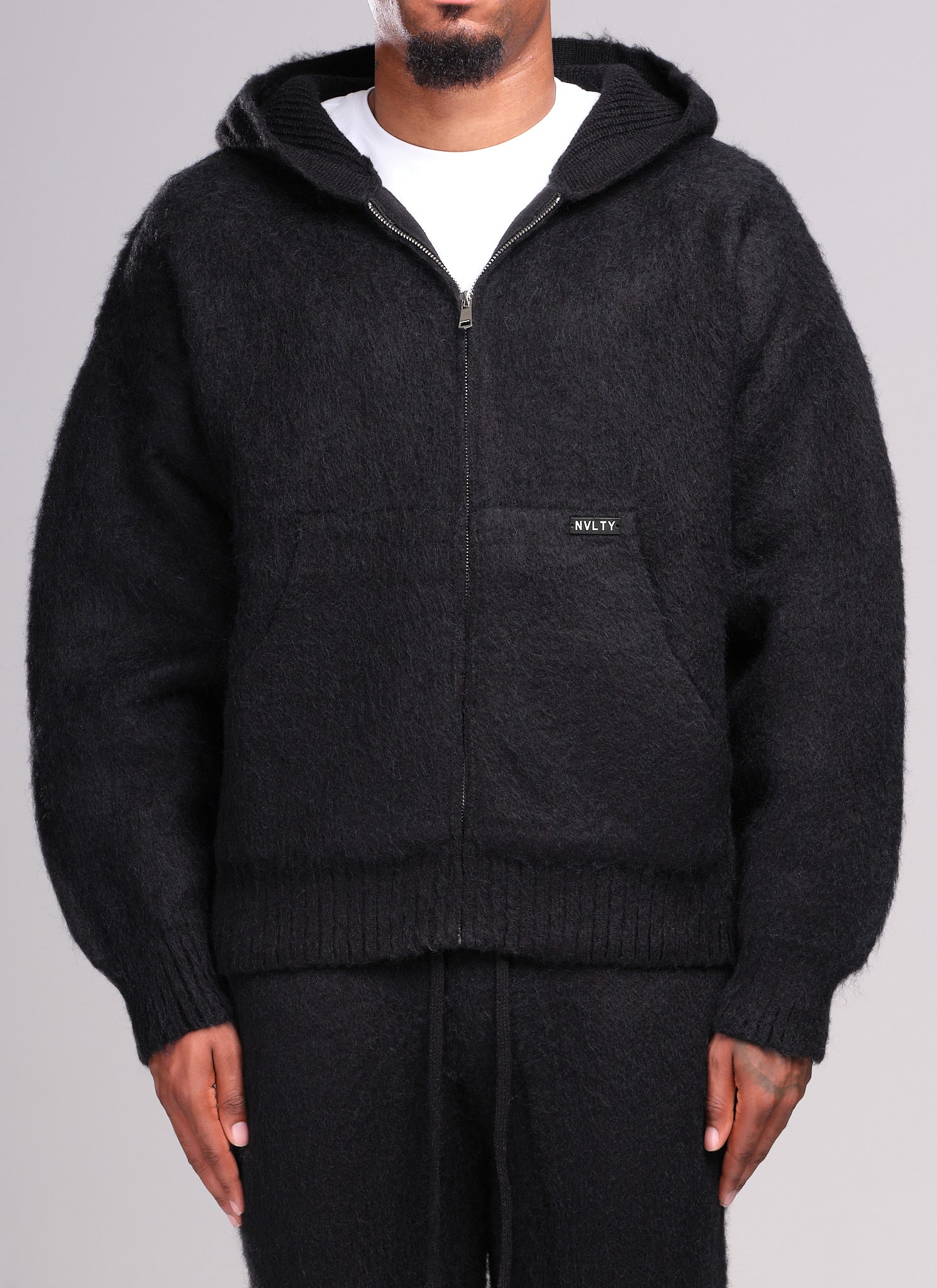 Mohair Zip Hoodie Black Mohair Zip Hoodie Black