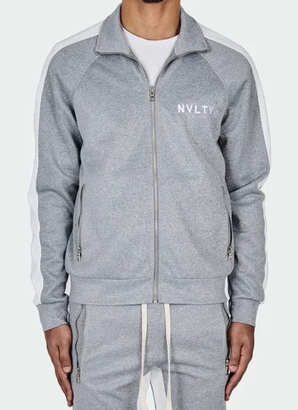 Panelled Track Jacket Grey White