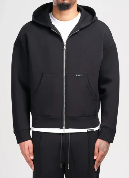 Scuba Structured Zip Hoodie Black