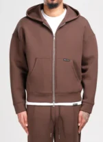 Scuba Structured Zip Hoodie Brown